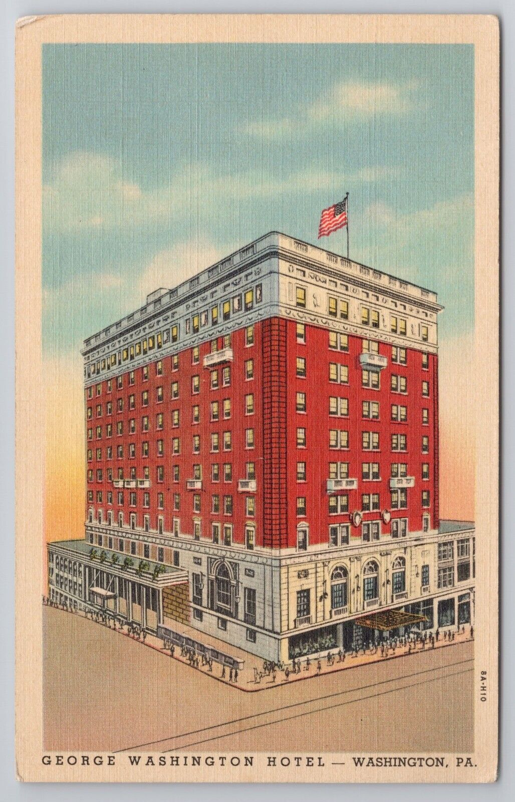 1938 Postcard George Washington Hotel Pennsylvania PA