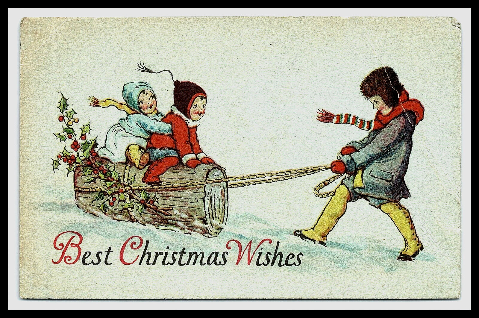 Christmas Postcard Best Christmas Wishes Posted 1927    pc 123