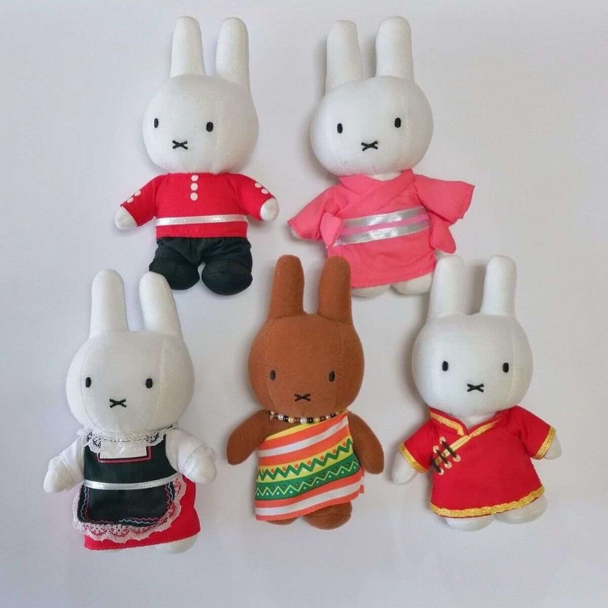 Miffy Plush Dolls in Traditional Costumes, Set of 5 Rare
