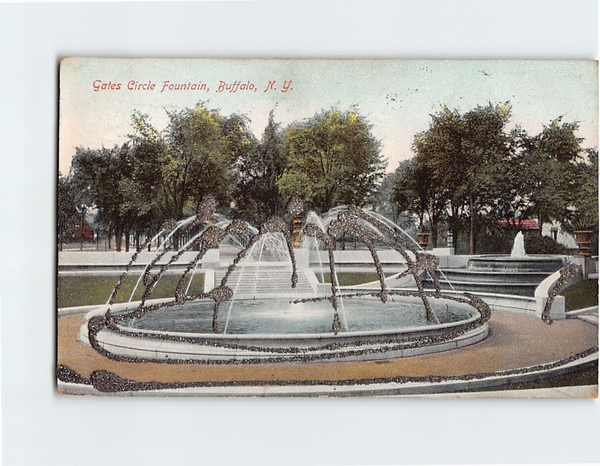 Postcard Gates Circle Fountain Buffalo New York USA North America