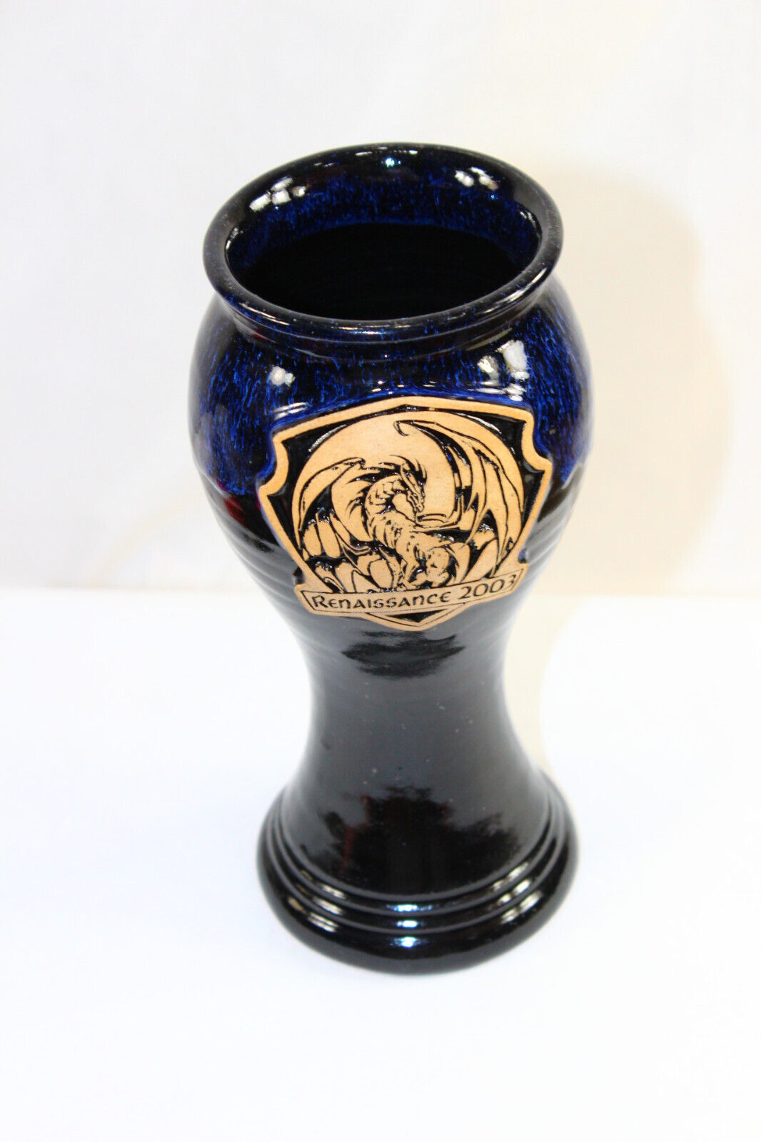 2003 Renaissance Midevil Festival Beer Mug Goblet Blue Dragon Pristine Condition
