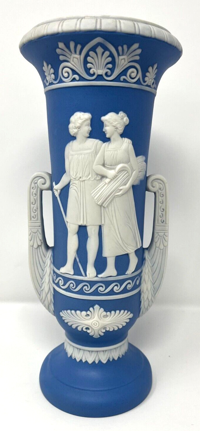 Vintage Schafer & Vater Jasperware - Greek Blue Porcelain Vase 8270, Germany