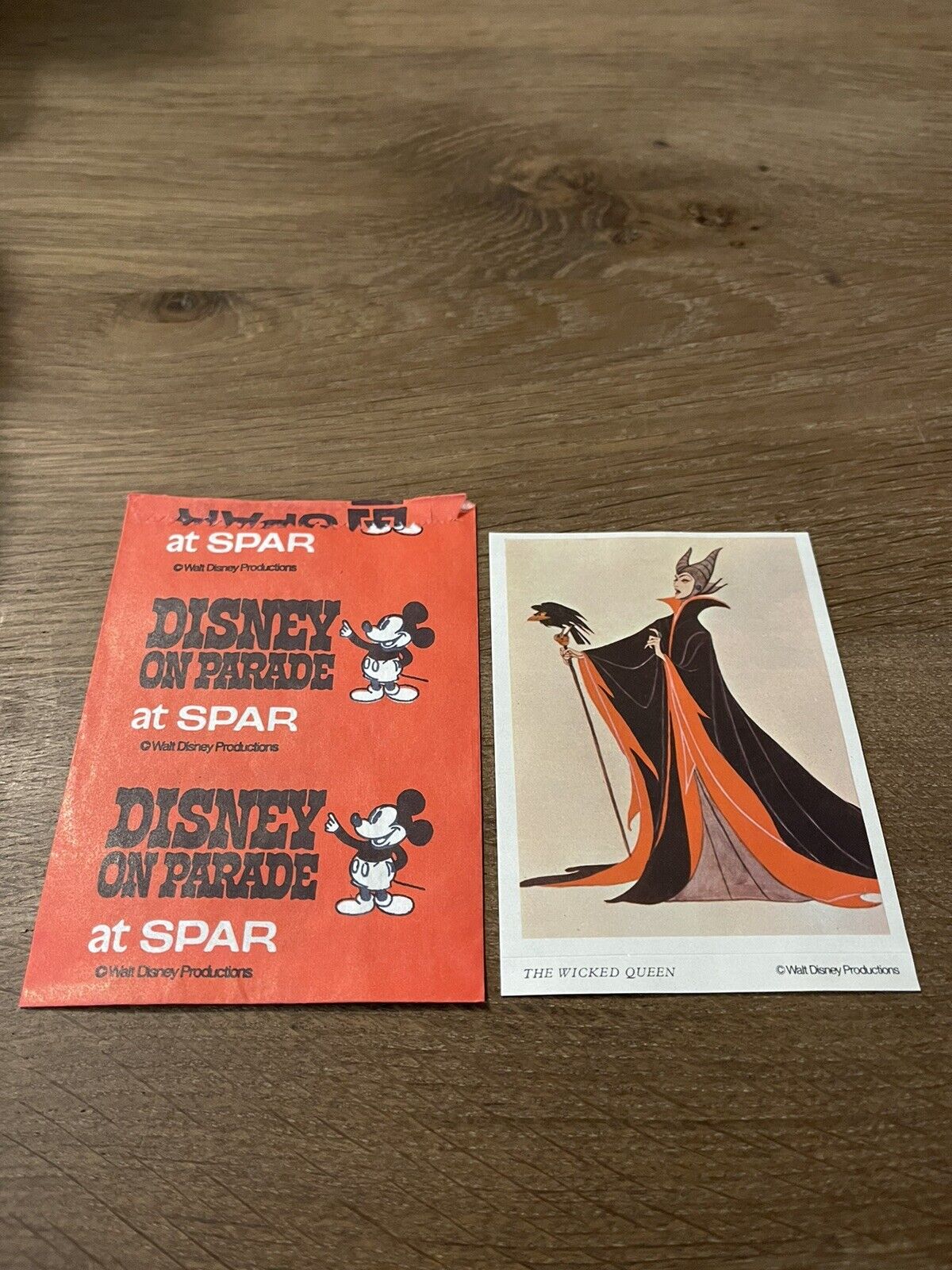Walt Disney Productions 1972 Disney On Parade Spar Maleficent Card & Wrapper