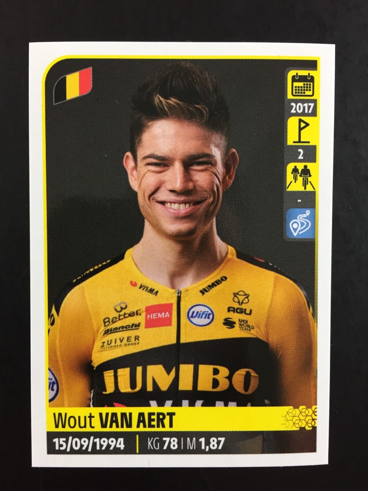 2020 Wout Van Aert Rookie RC Sticker Panini Tour De France #307