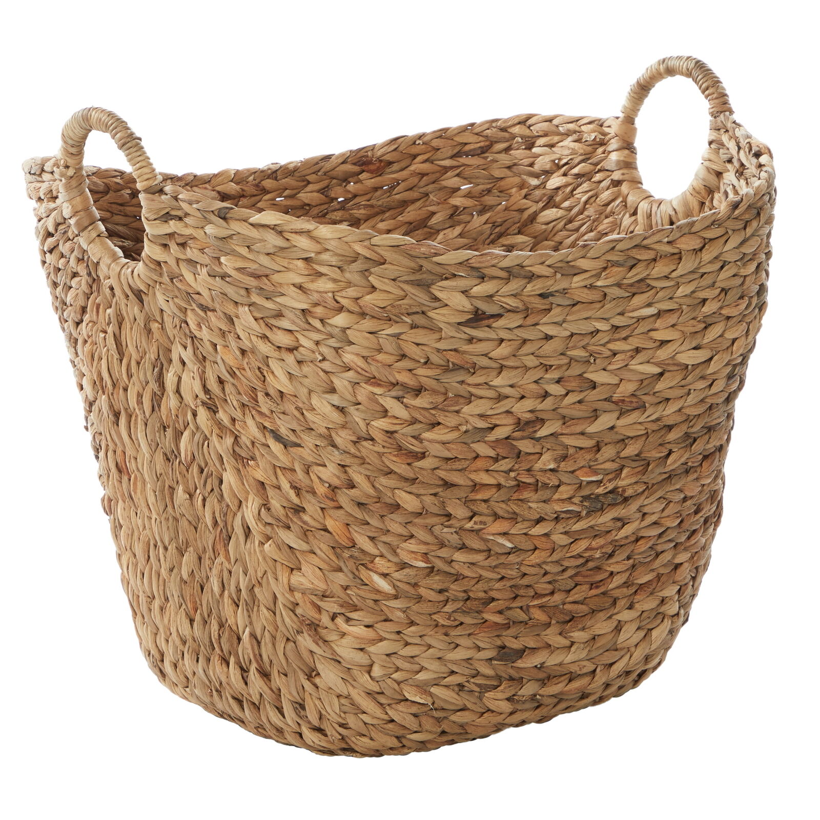 Large and Wide Seagrass Woven Wicker Storage Basket with Ring Handles,  Brown