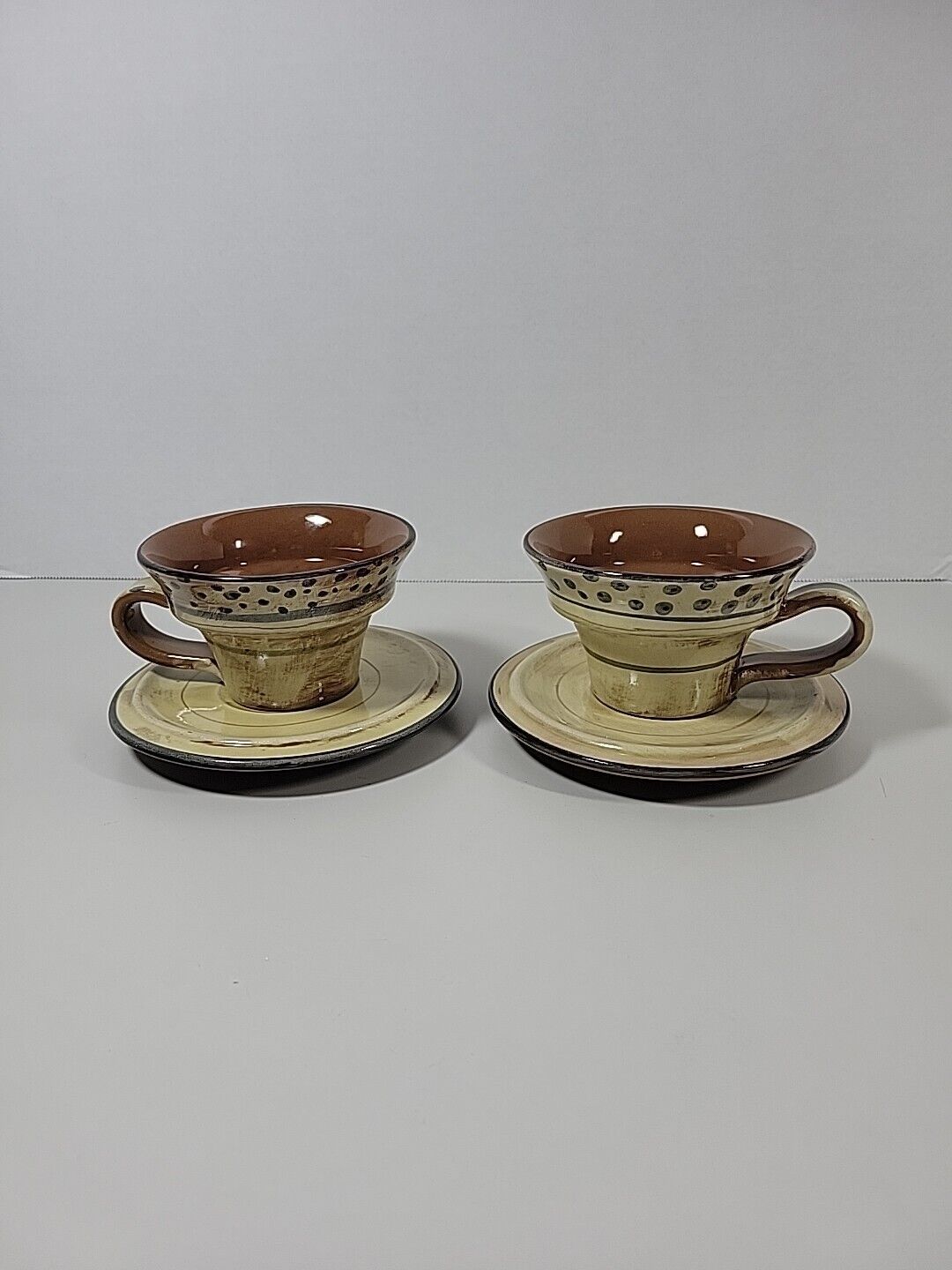 La Gabbianella Made In Italy Pair Of Cup And Saucers , Earth Tones, Hand Made