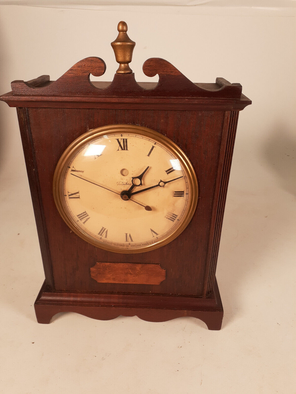 Vintage Telechron Pillar and Scroll Mantle/Shelf Clock, Running