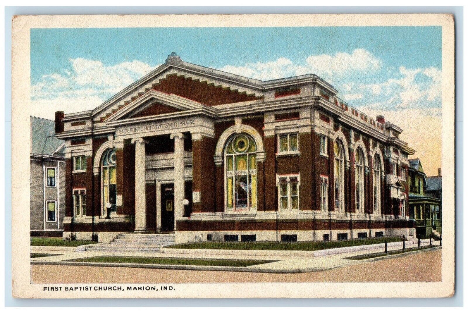c1930\'s First Baptist Church Marion Indiana IN Unposted Vintage Postcard