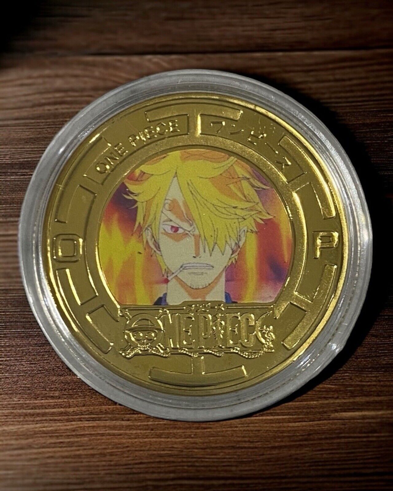 One Piece 20th Anniversary - Gold Plated Beri Coin - Sanji - IN PROTECTOR