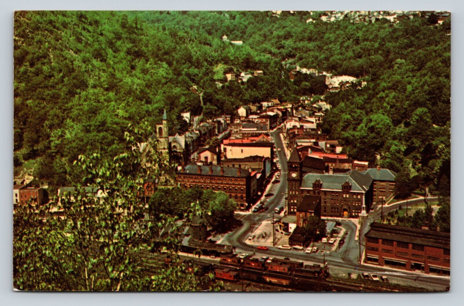 Jim Thorpe Pennsylvania St. Mark\'s Church, Aerial View VINTAGE Postcard