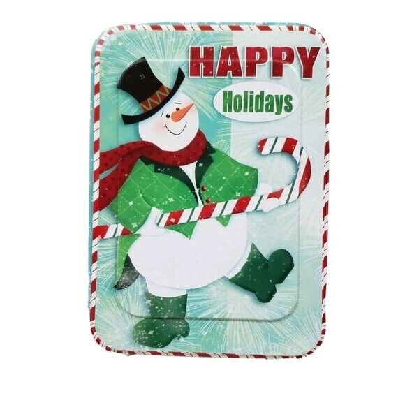 Lindy Bowman Christmas Holiday Metal Tin Happy Holidays Snowman 7\