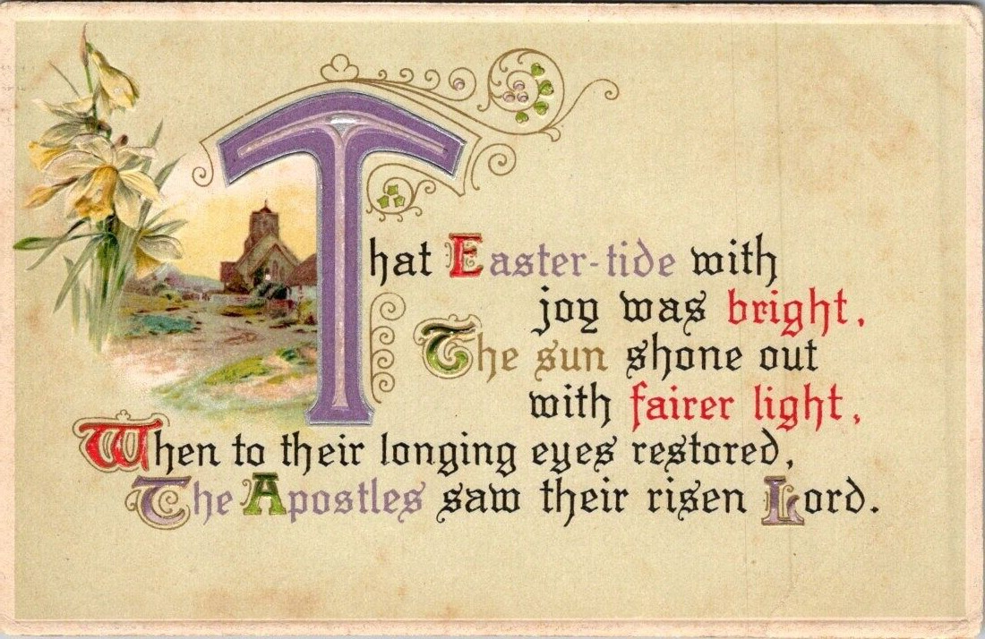 Postcard That Easter Tide with Joy was Bright c1910s Embossed Apostles Lord