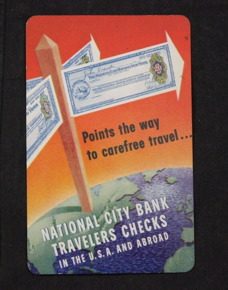 VINTAGE 1954 NATIONAL CITY BANK TRAVELERS CHECKS ADVERTISING POCKET CALENDAR