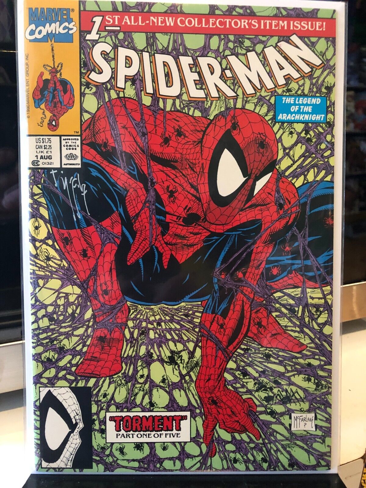 🔥RARE Spider's Web 1990 Ed Red Web-Stamped Spider-Man 1 SET Signed by McFarlane