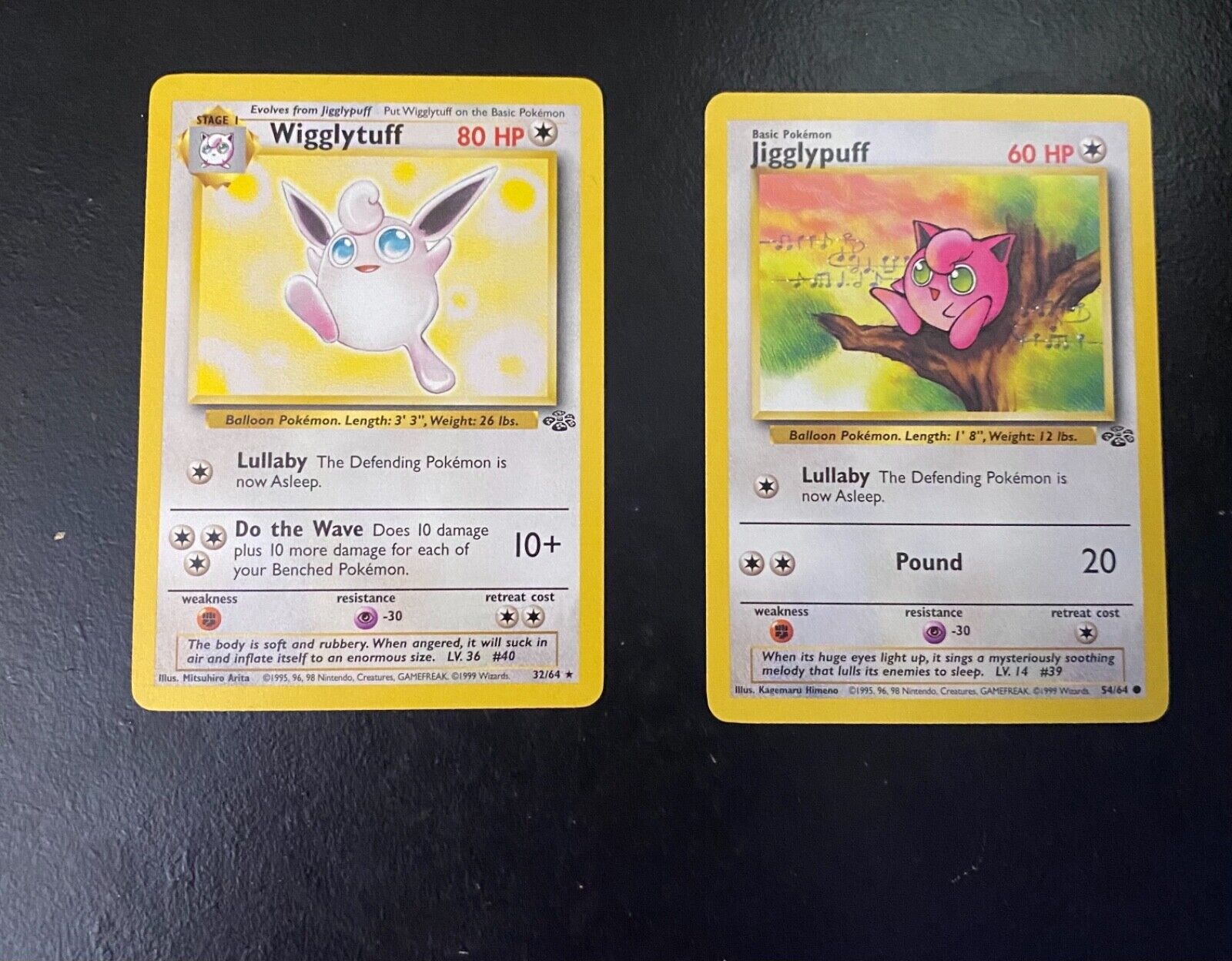 1995 Wigglytuff and 1995 Jigglypuff.  Near Mint Condition 