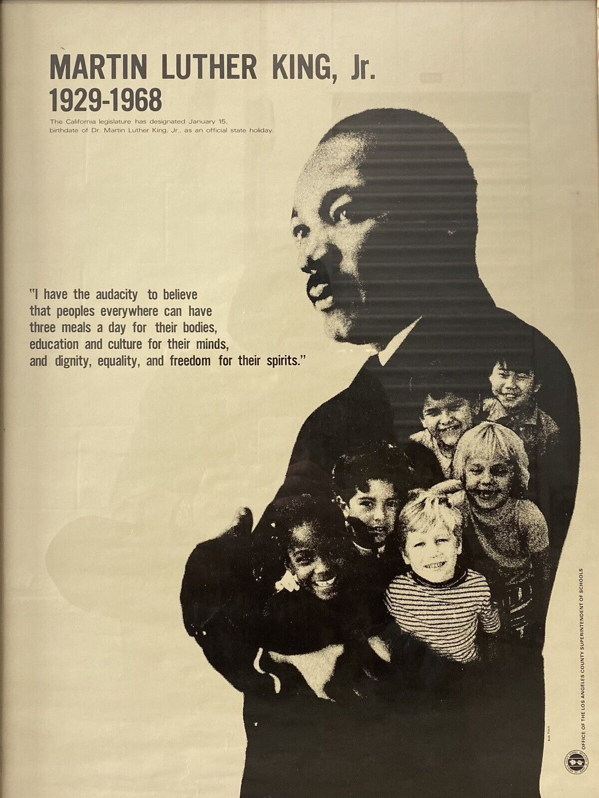 🔥 RARE Historic Vintage Martin Luther King Day Poster, Los Angeles - BOB FITCH