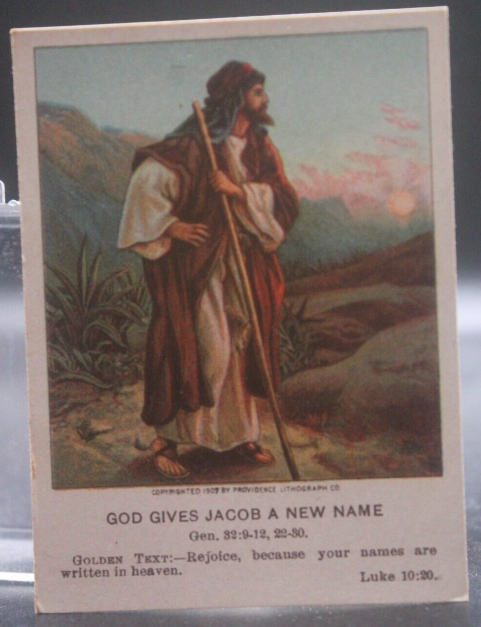 God Gives Jacob A New Name - 1907 Little Bible Lesson Pictures (Good)