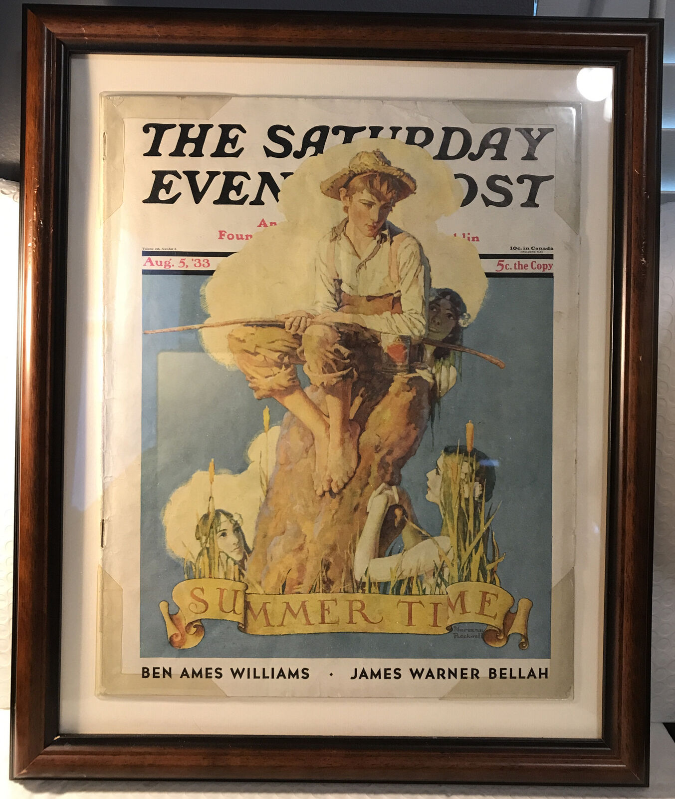 The Saturday Evening Post-Aug.5, ‘33 Cover Art By Norman Rockwell Framed