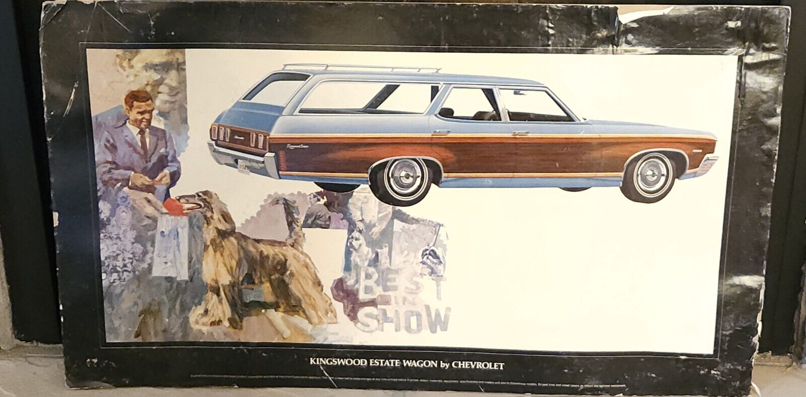 Vtg 1969-71 Chevrolet Kingswood Estate Wagon Dealer Ad Cardboard Poster 32x18\