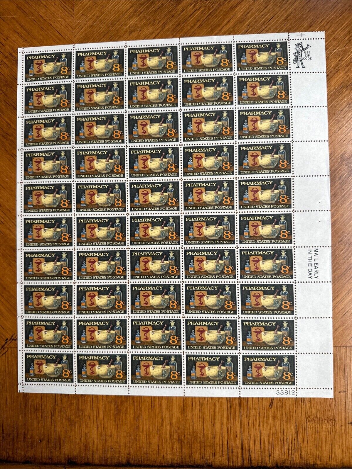 PHARMACY Stamp 1972 United States 8-cent STAMPS sheet See Photos
