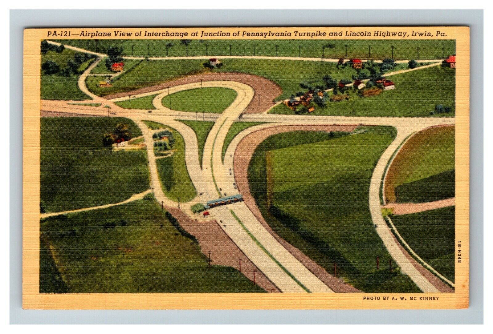 Aerial Interchange on PA Turnpike & Lincoln Highway c1950 Vintage Postcard
