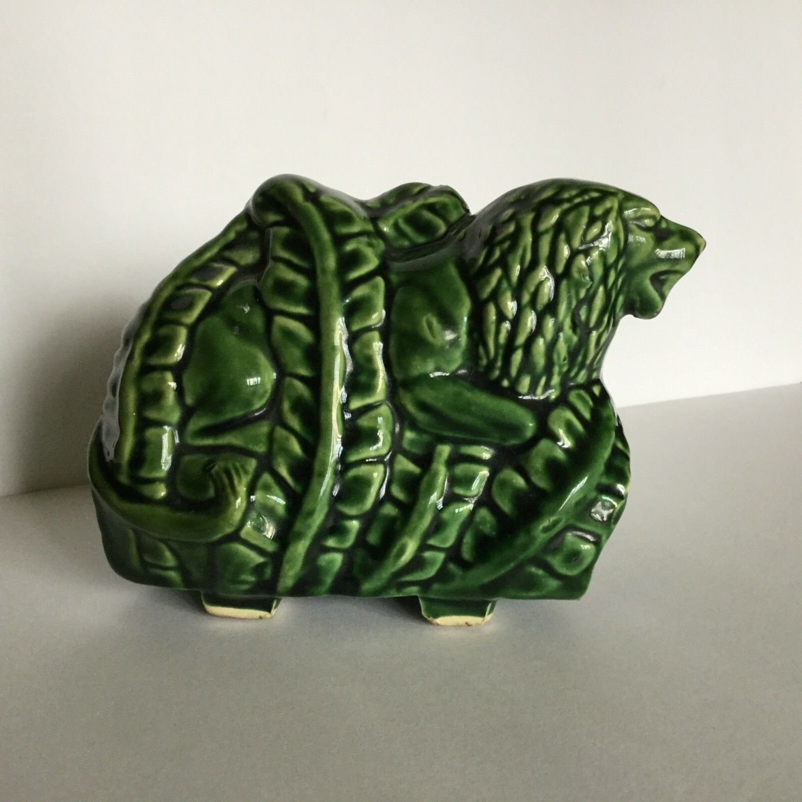 Small Green Lion Figure Planter  - MF2 USA- Mid Century 