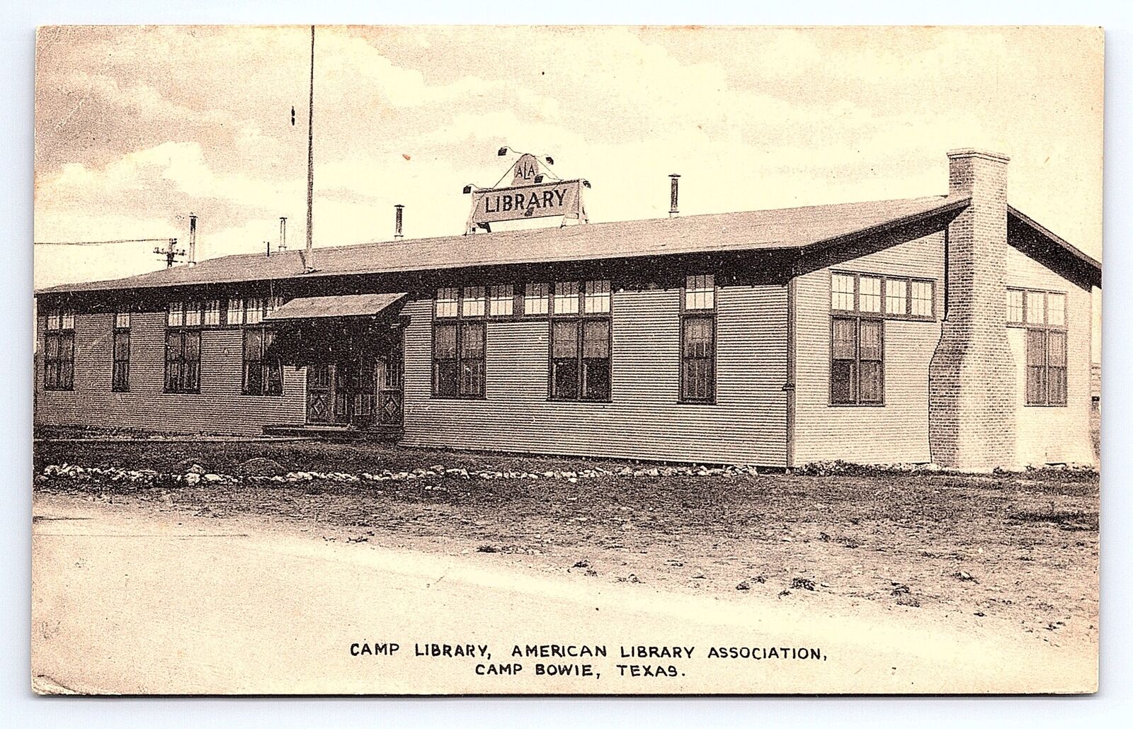 Postcard Camp Library American Library Association Camp Bowie Texas c.1918