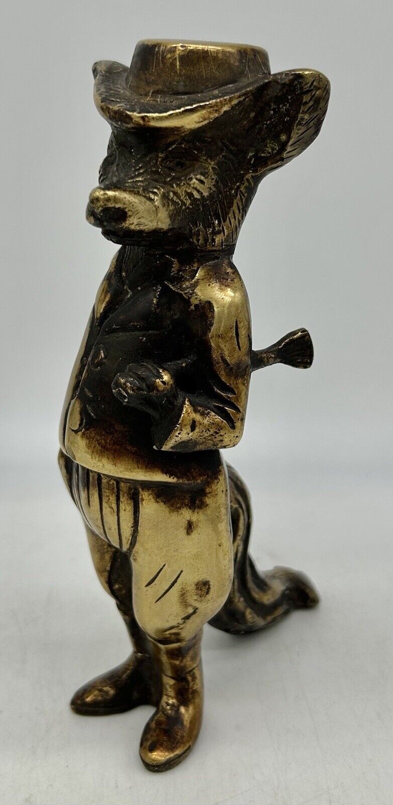 Vintage Brass Figurine Fox, Dapper, Equestrian, Good John