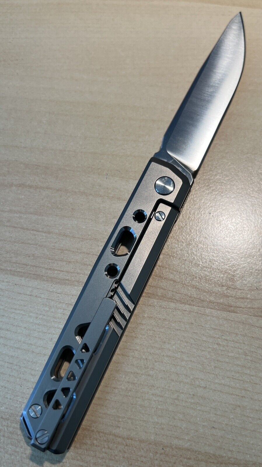 Real Steel Bruns Pocket Knife Gray Titanium VG-10 Blade