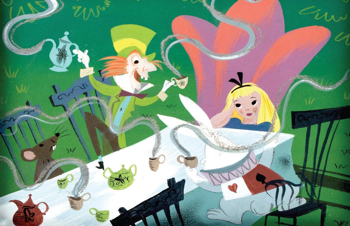 Mary Blair Disney Alice in Wonderland Mad Hatter Tea Party Poster Concept Art