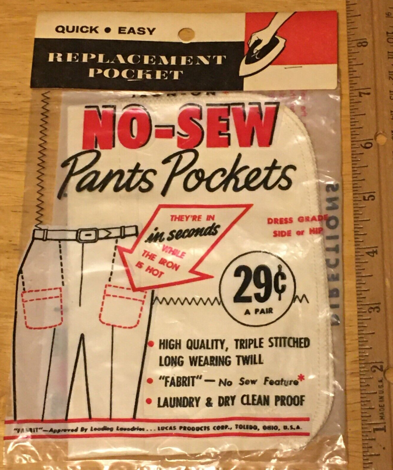 Vintage Lucas Products Corp No-Sew Pants Pockets. NOS - 