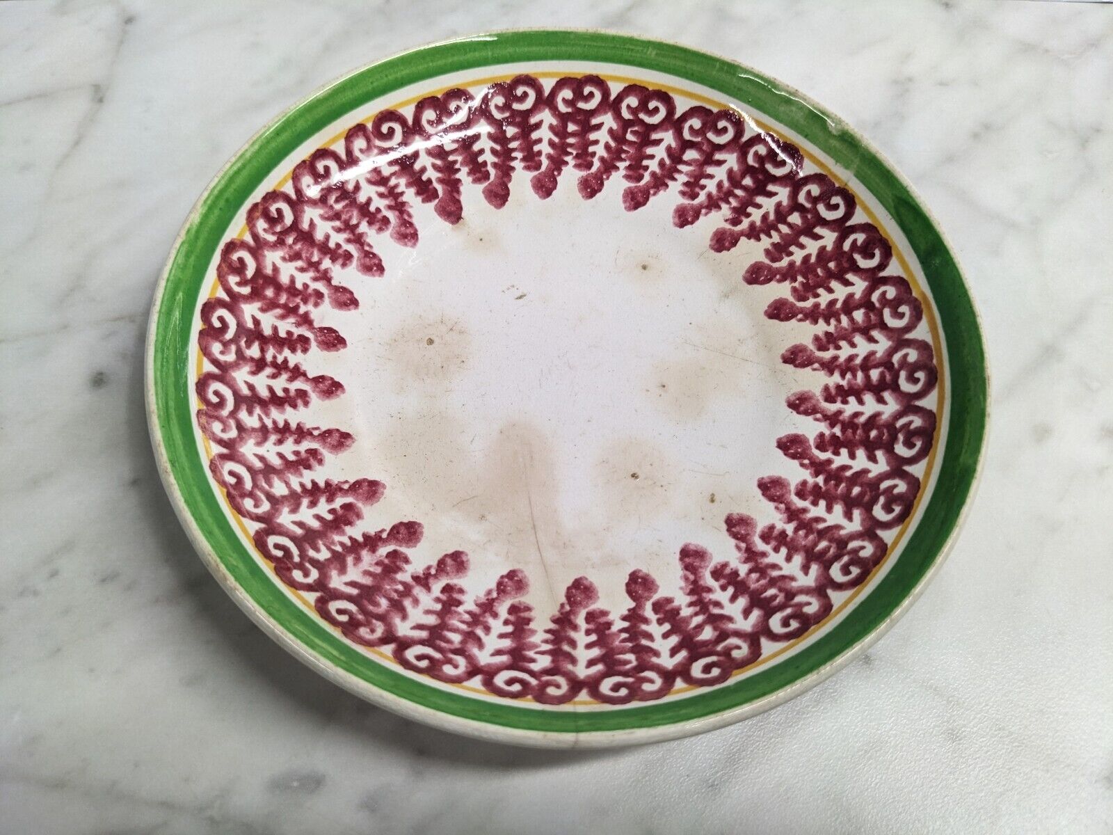 pottery antique ceramic bowl Sponge ware vintage