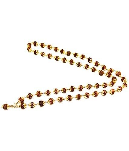 Generic Haridwar Astro Gold Plated Rudraksha Mala 54, 1 Beads, 5mm