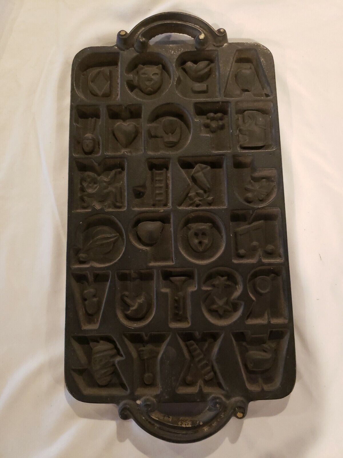 John Wright Co Cookie Candy Mold ALPHABET Iron clad  14.75\