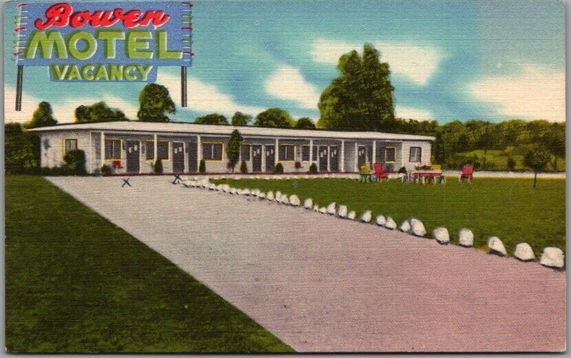 Tallahassee, Florida Postcard BOWEN MOTEL Highway 27 Roadside / Linen - 1953