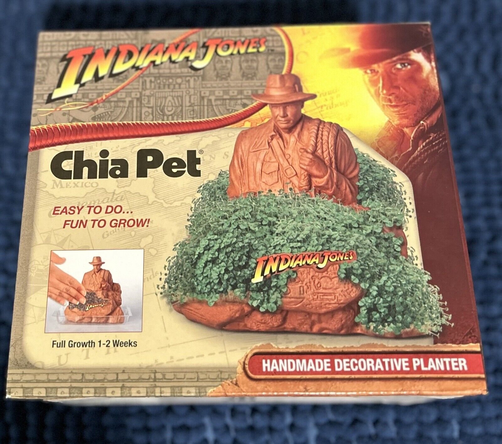 Chia Pet Indiana Jones with Seed Pack Decorative Pottery Planter Novelty Gift