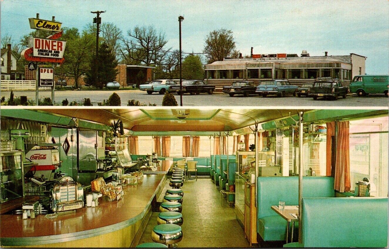 Vintage Postcard Elmer Diner Restaurant Route 40 Elmer New Jersey