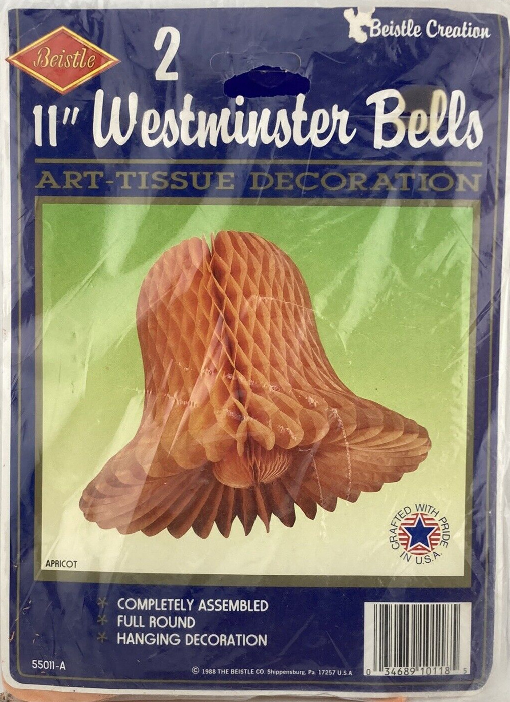 1980\'s Westminster Tissue Bells Apricot VTG  Shower Wedding Beistle Art 