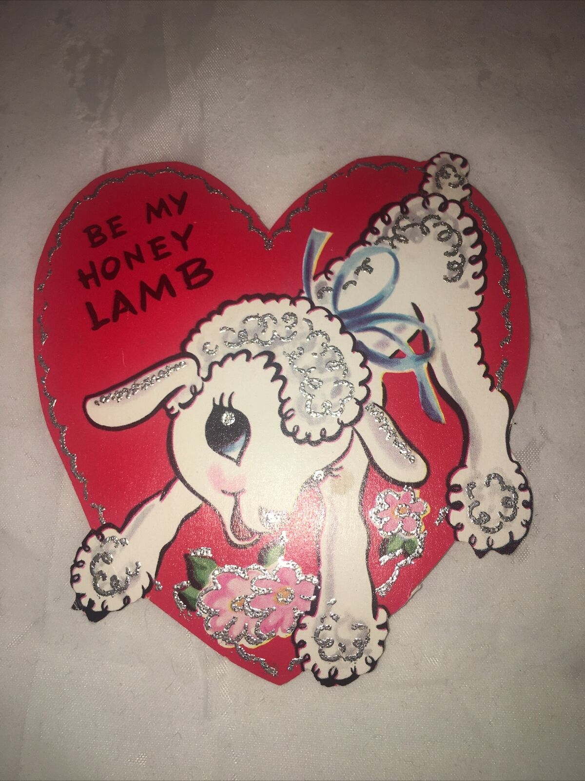 Vtg Valentine Card Lamb Be my Honey Lamb