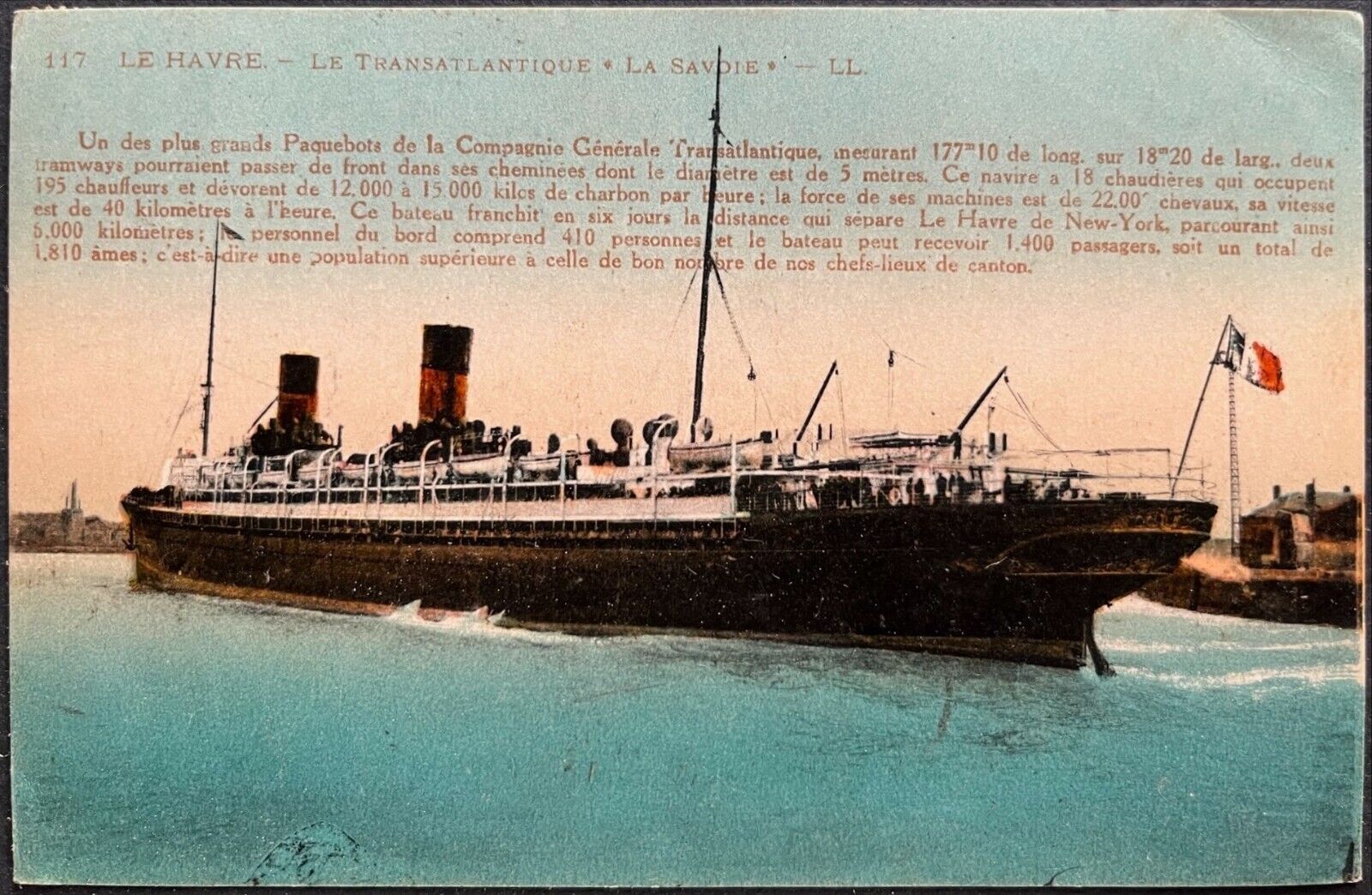 1921 French Liner PC La Savoie, Le Havre to New York, Levy Fils & Cie