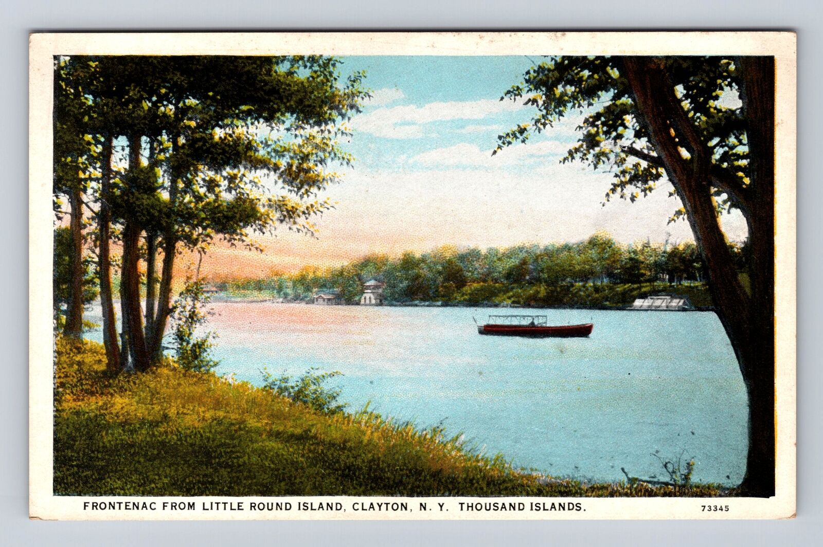 Clayton NY- New York, Frontenac From Little Round Island, Vintage Postcard