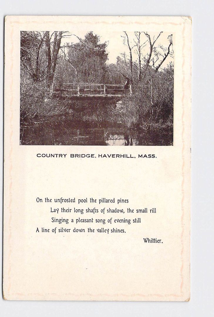 PPC Postcard MA Massachusetts Haverhill Country Bridge Whittier Poem