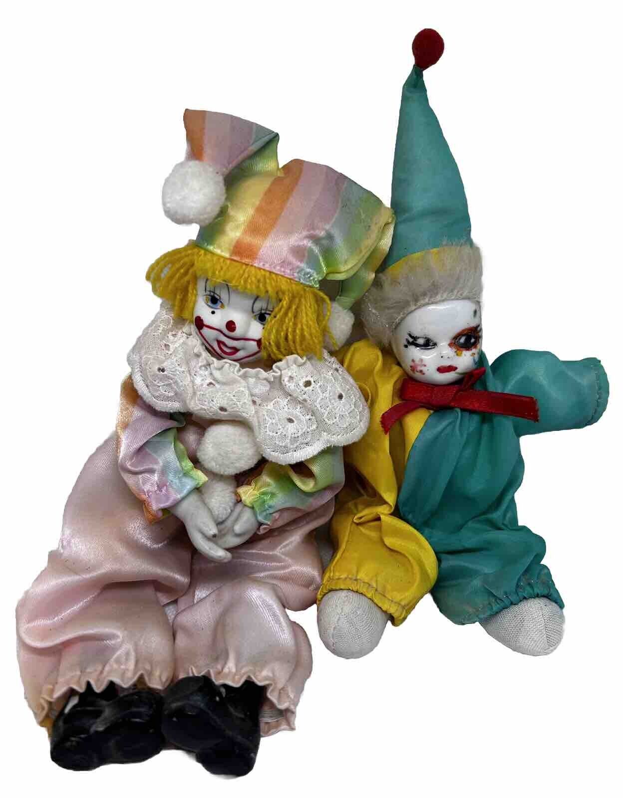 Vintage Lot Of 2 Clowns Porcelain  Happy Faces
