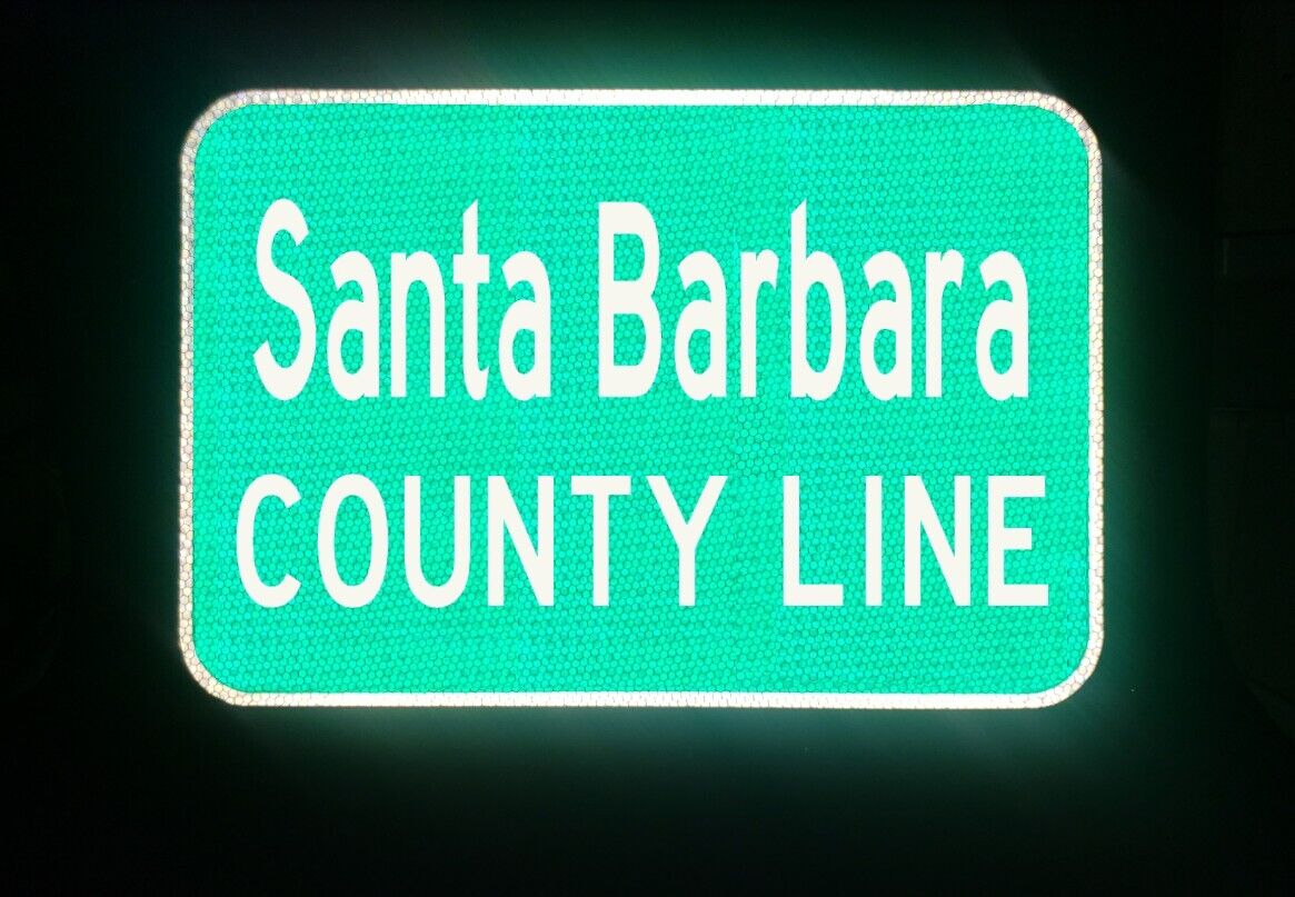 SANTA BARBARA COUNTY LINE California route road sign, Santa Maria, Vandenberg
