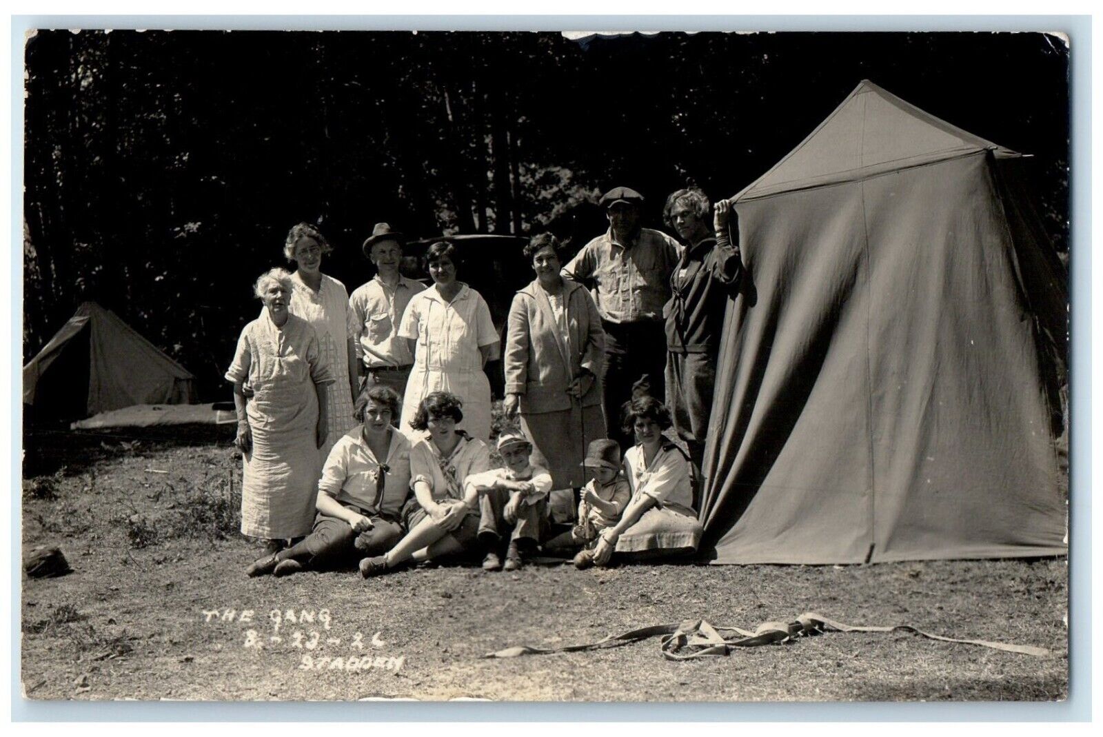 c1910's The Gang Staddely Camping Tent Fishing RPPC Photo Antique Postcard