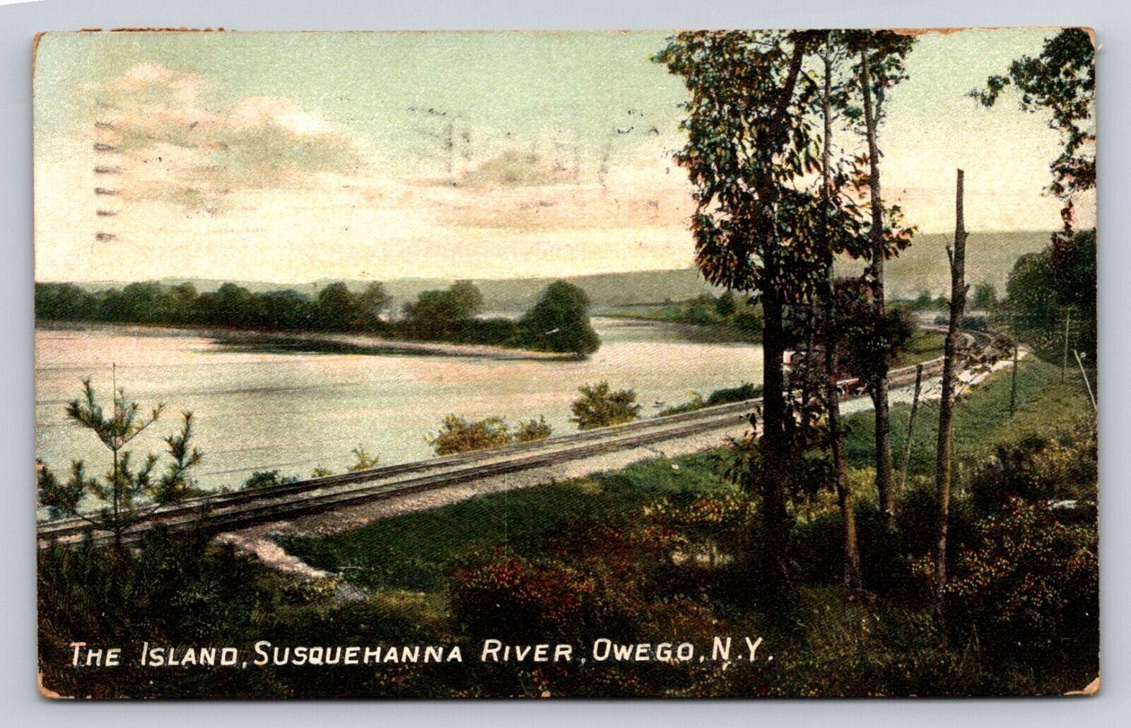 c1910 Rotograph The Island Susquehanna River Owego New York P763