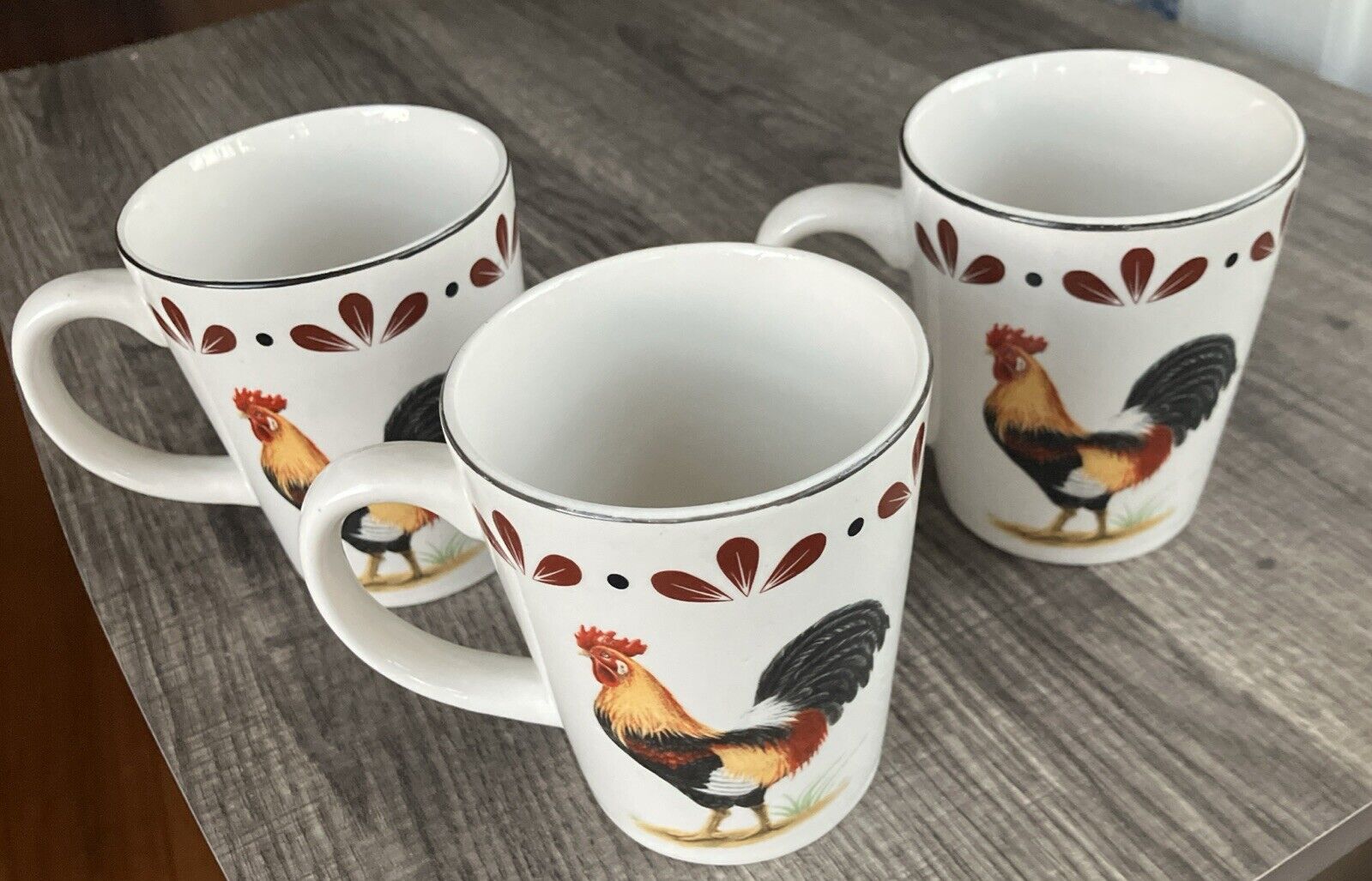 Vintage Todays Home Oversized Rooster Mug Chicken Farm Farmhouse Rustic Set Of 3