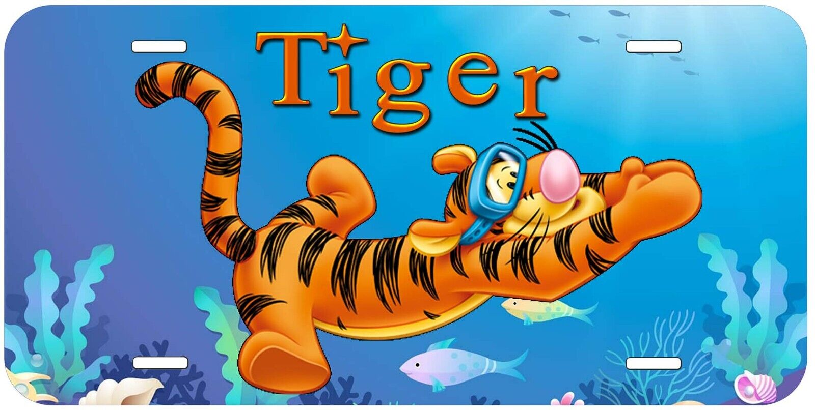 Tiger Under Water Aluminum Car Tag Novelty License Plate