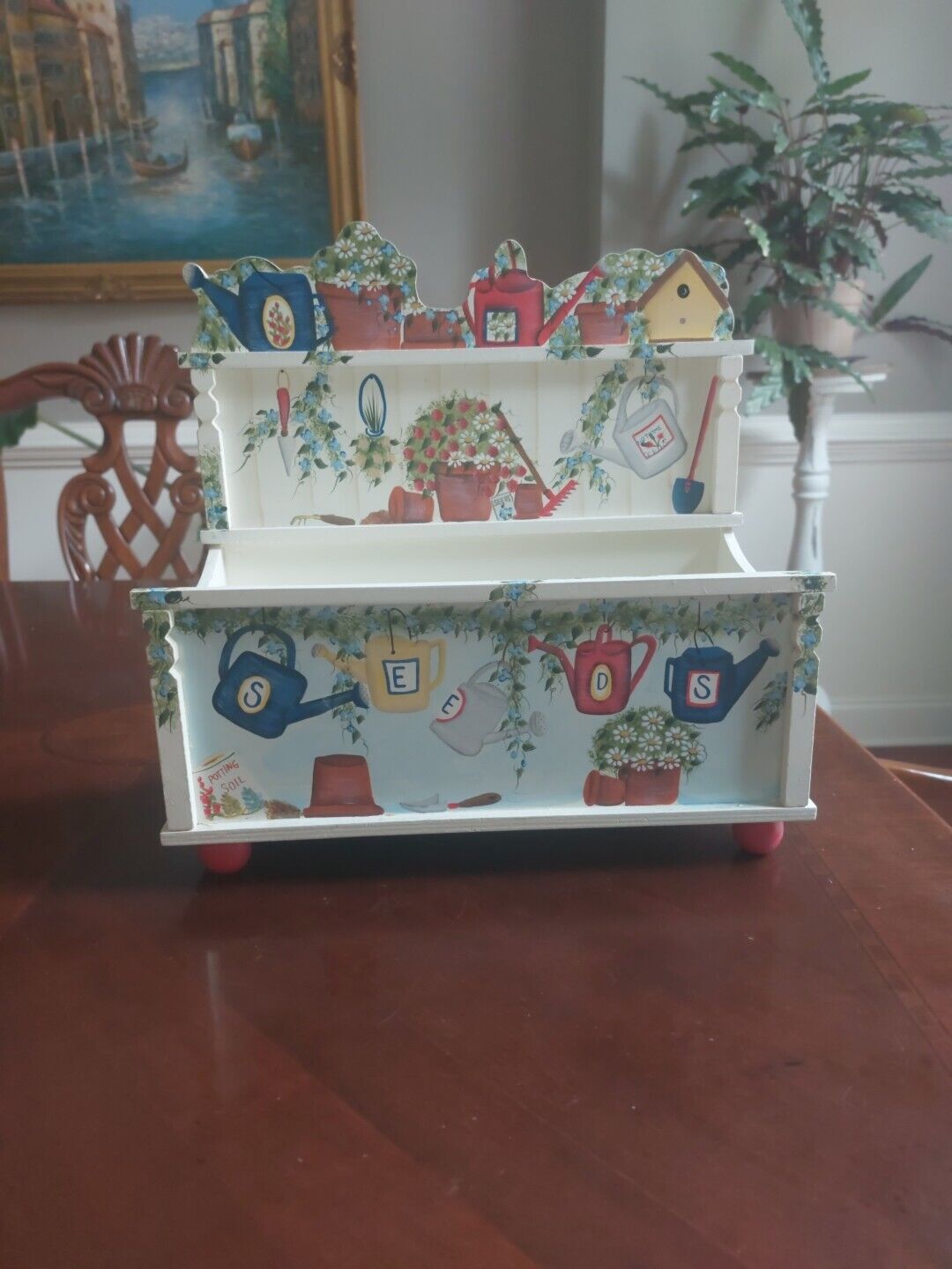 Vintage Seed Wood Box Hand Painted  Kathy Hatch Collection Gardener Display