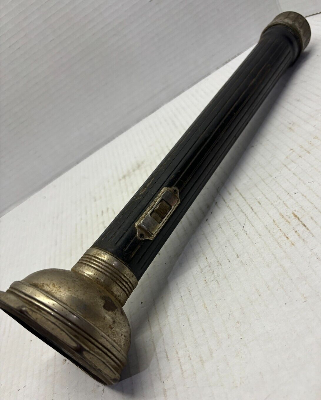 Vintage USALITE Black & Silver Flashlight Untested - 15 inches - RARE Vintage